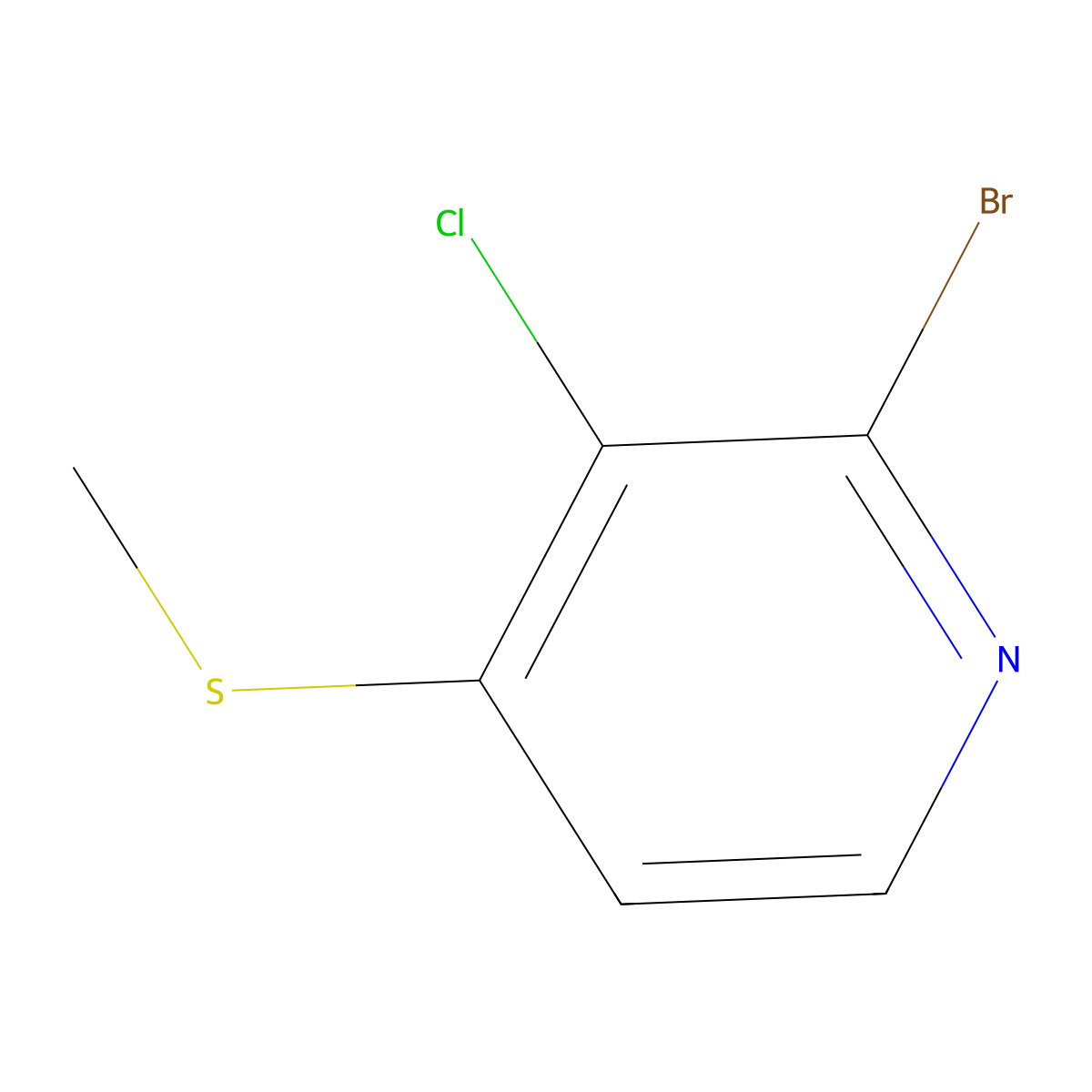 2-Bromo-3-chloro-4-(methylthio)pyridine molecular structure, CAS 2901099-30-5