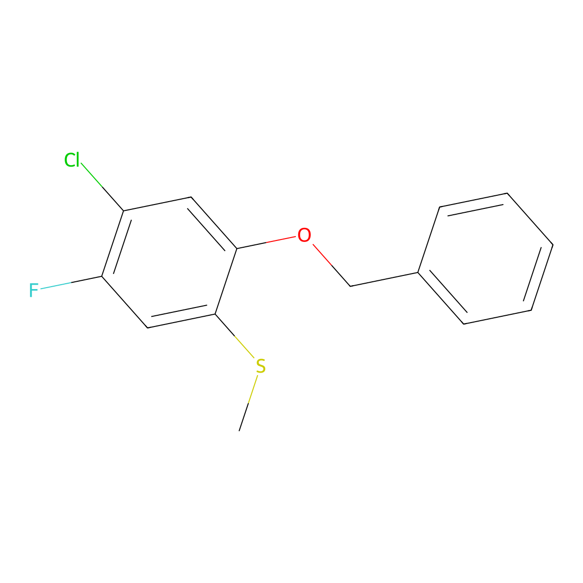 (2-(BenZyloxy)-4-chloro-5-fluorophenyl)(methyl)sulfane molecular structure, CAS 2901099-31-6