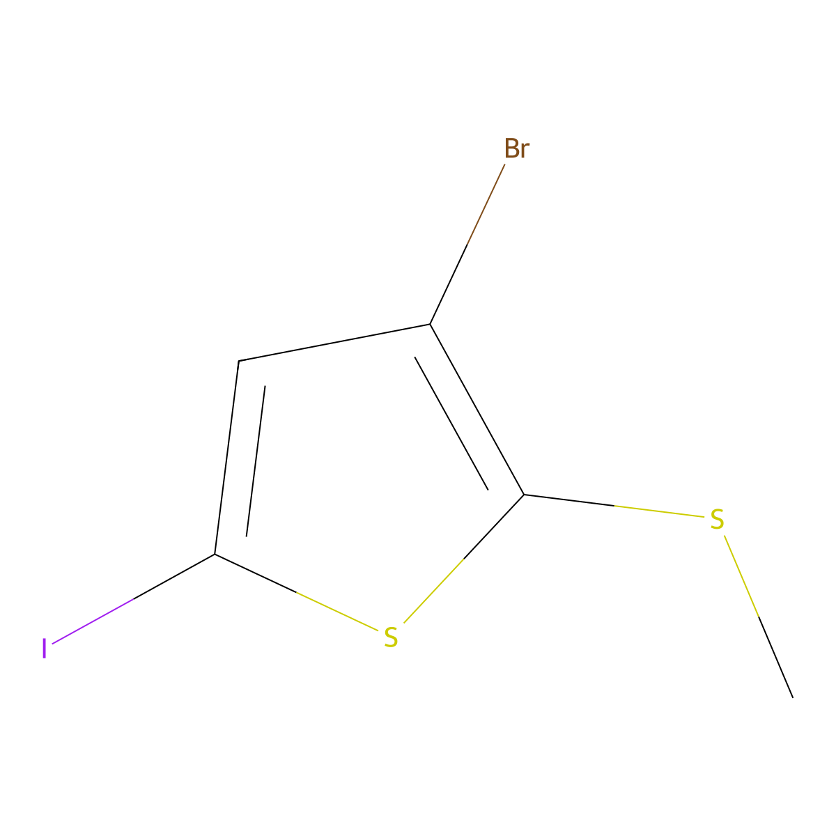 3-Bromo-5-iodo-2-(methylthio)thiophene molecular structure, CAS 2901099-40-7
