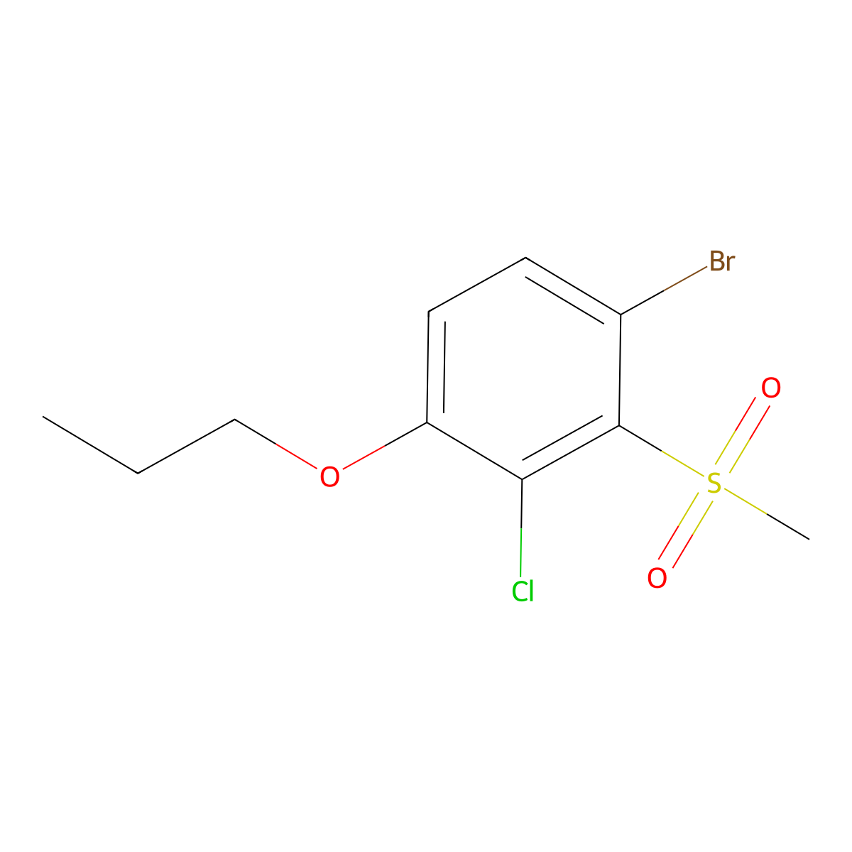 1-Bromo-3-chloro-2-(methylsulfonyl)-4-propoxybenzene molecular structure, CAS 2901099-41-8