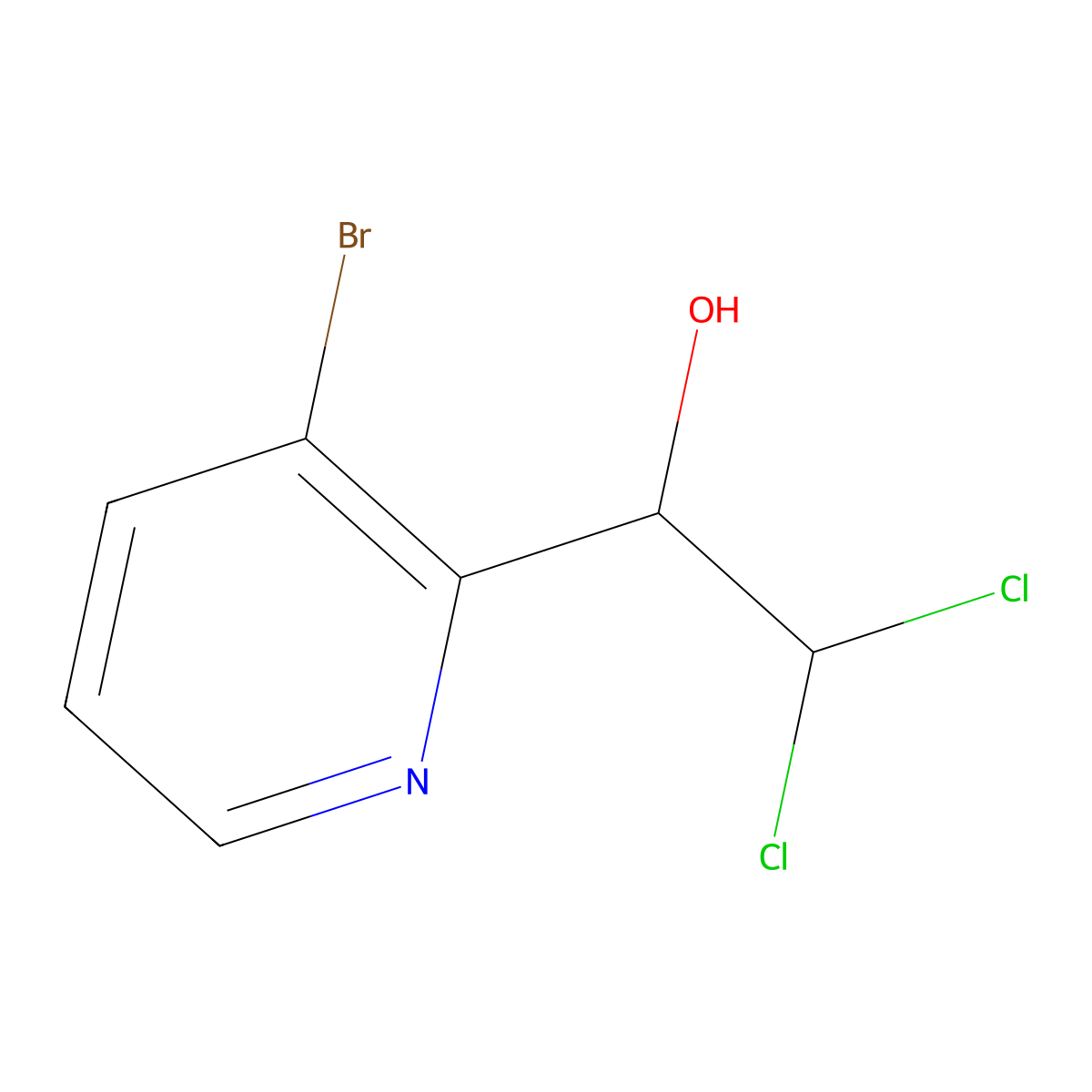 1-(3-Bromopyridin-2-yl)-2,2-dichloroethanol molecular structure, CAS 2901099-43-0