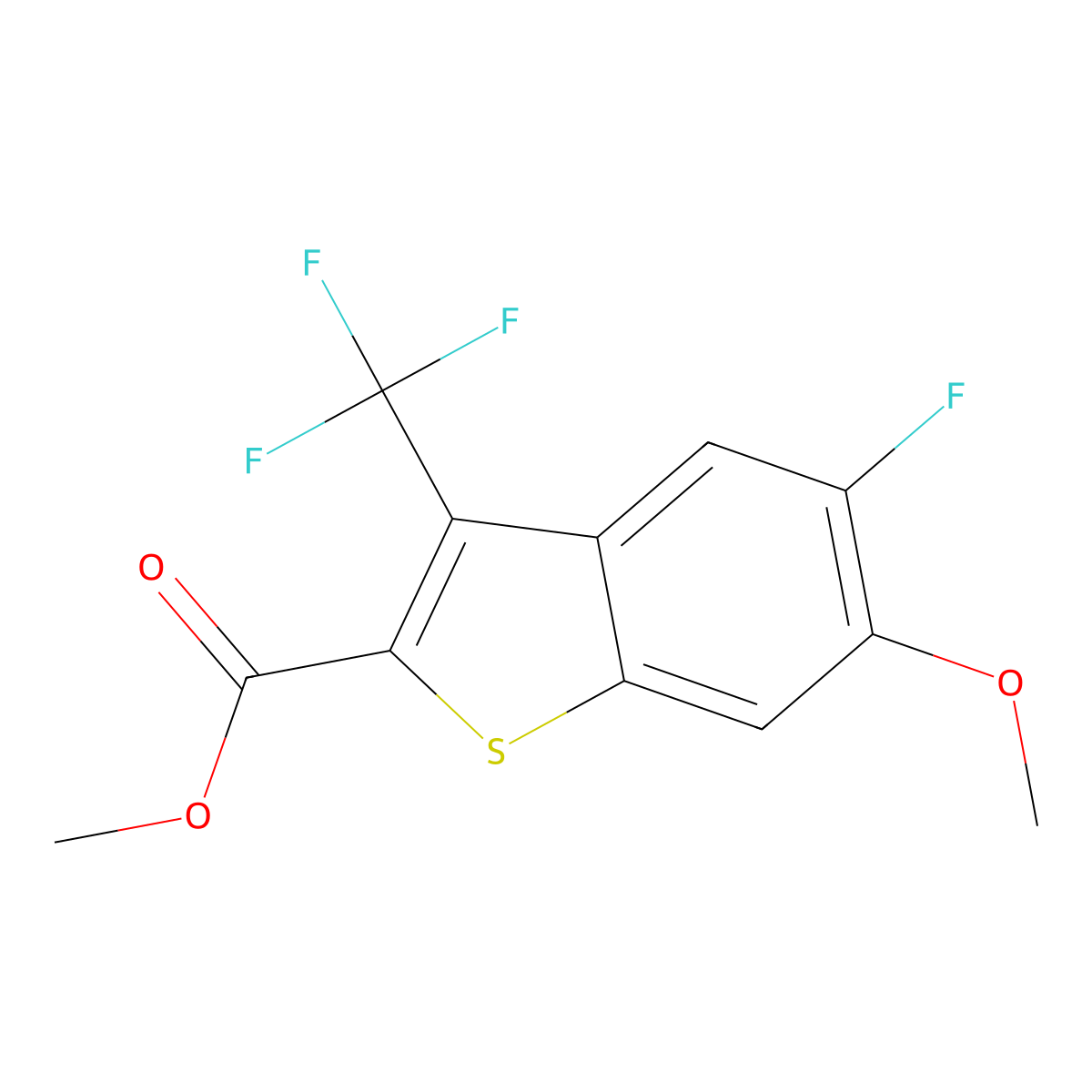 Methyl 5-fluoro-6-methoxy-3-(trifluoromethyl)benZo[b]thiophene-2-carboxylate molecular structure, CAS 2901099-46-3