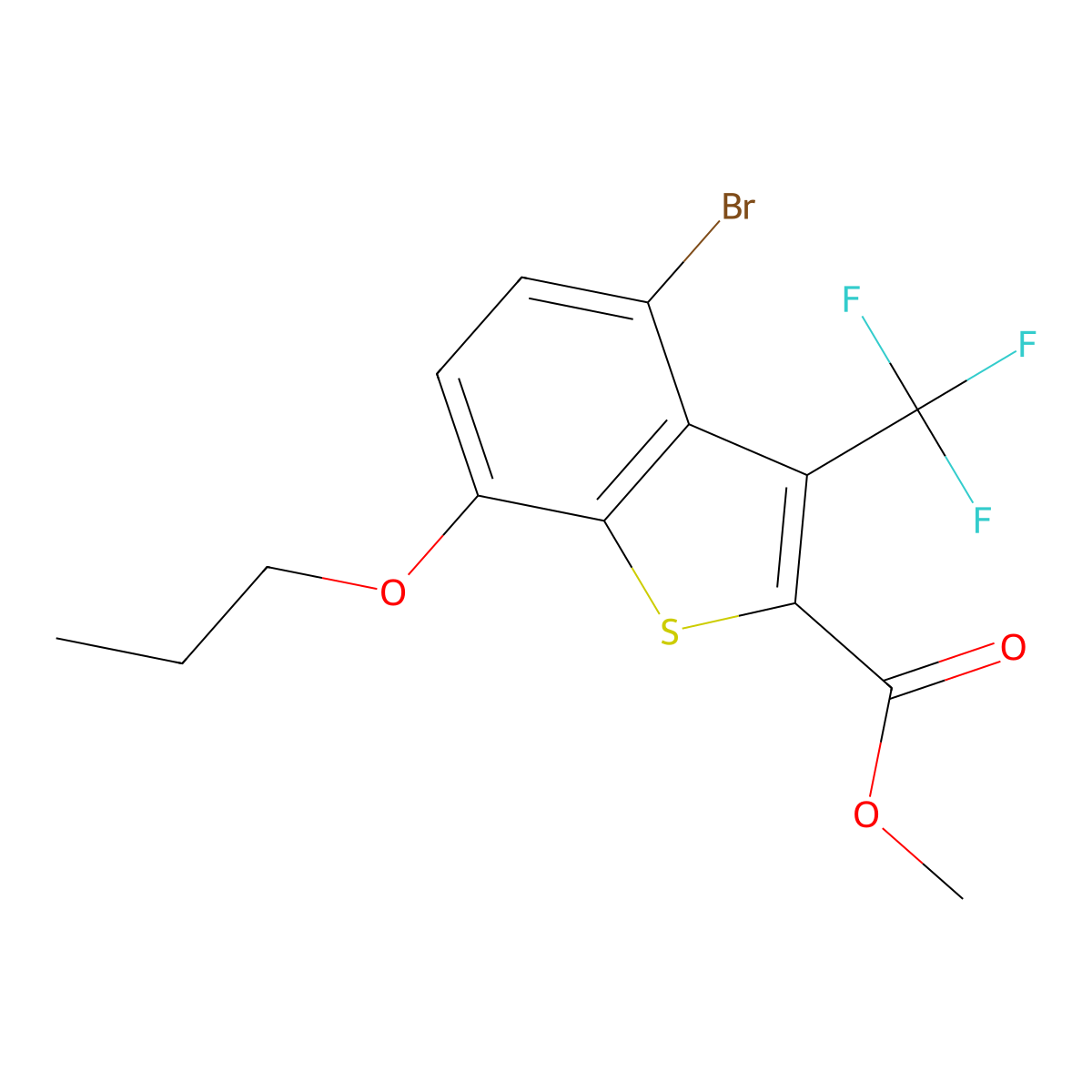 Methyl 4-bromo-7-propoxy-3-(trifluoromethyl)benzo[b]thiophene-2-carboxylate molecular structure, CAS 2901099-52-1