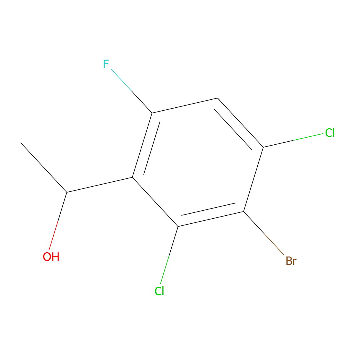 1-(3-Bromo-2,4-dichloro-6-fluorophenyl)ethanol molecular structure, CAS 2901099-53-2
