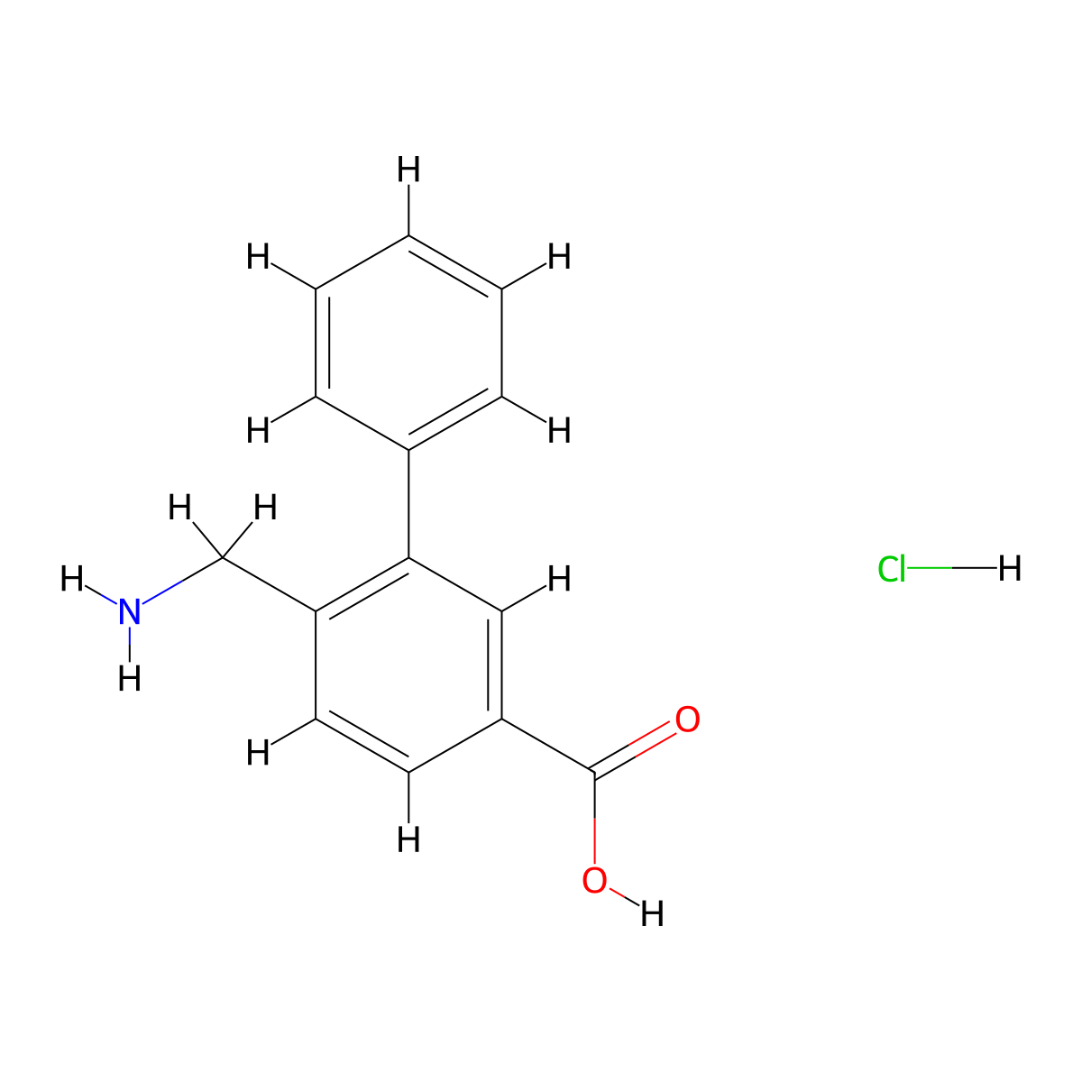 6-(Aminomethyl)-[1,1'-biphenyl]-3-carboxylic acid hydrochloride molecular structure, CAS 2901099-64-5