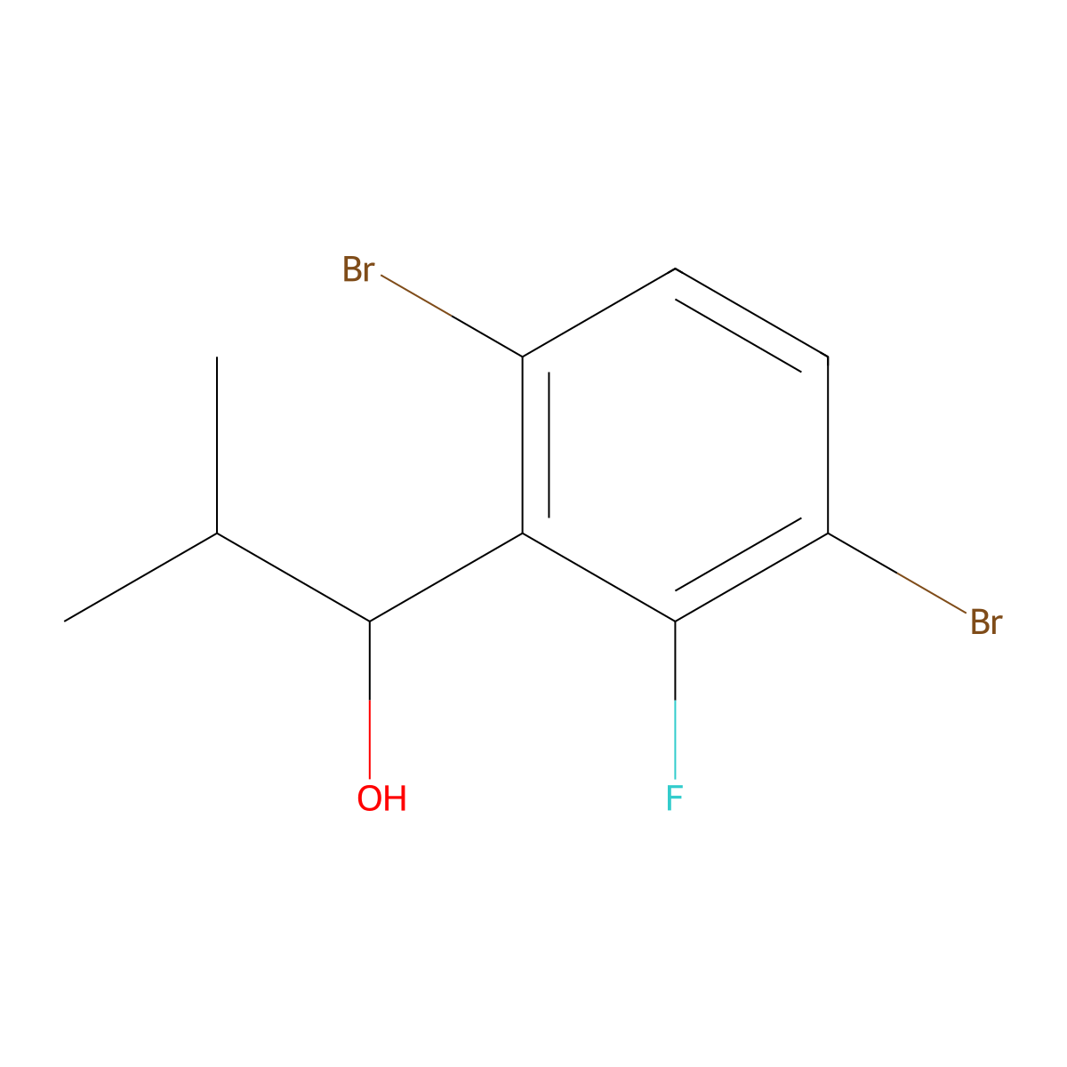 1-(3,6-Dibromo-2-fluorophenyl)-2-methylpropan-1-ol molecular structure, CAS 2901099-65-6