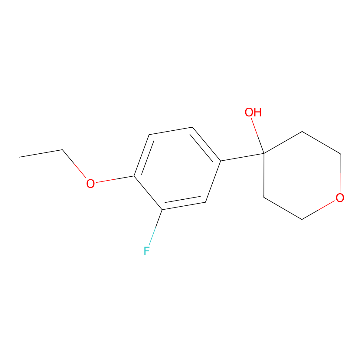 4-(4-Ethoxy-3-fluorophenyl)tetrahydro-2H-pyran-4-ol molecular structure, CAS 2901099-67-8