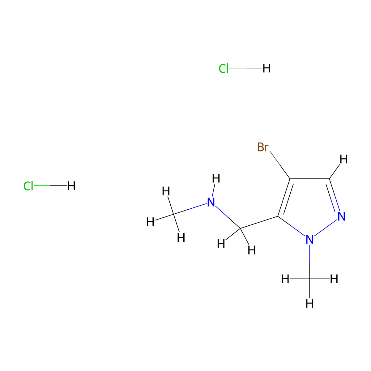 [(4-bromo-1-methyl-1H-pyrazol-5-yl)methyl](methyl)amine dihydrochloride molecular structure, CAS 2901099-69-0