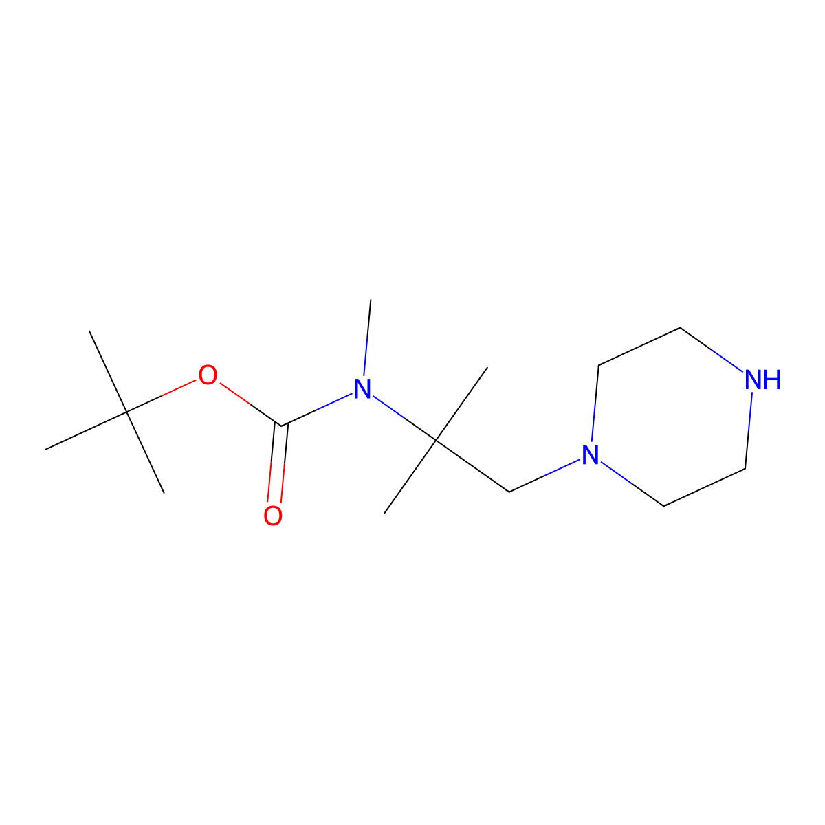 tert-butyl N-methyl-N-[2-methyl-1-(piperazin-1-yl)propan-2-yl]carbamate molecular structure, CAS 2901099-72-5
