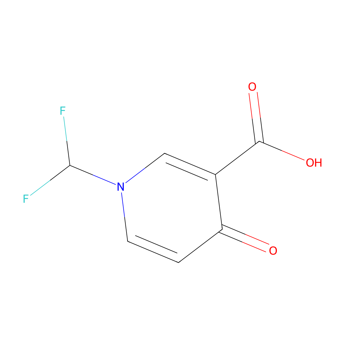 1-(Difluoromethyl)-4-oxo-1,4-dihydropyridine-3-carboxylic acid molecular structure, CAS 2901099-74-7