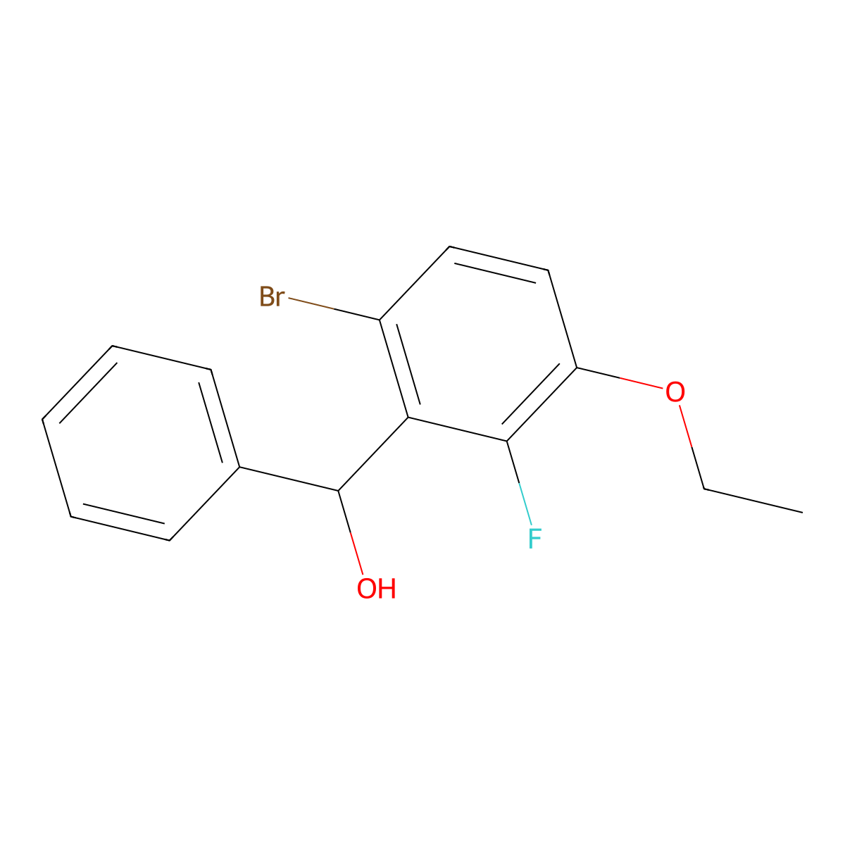 (6-Bromo-3-ethoxy-2-fluorophenyl)(phenyl)methanol molecular structure, CAS 2901099-76-9