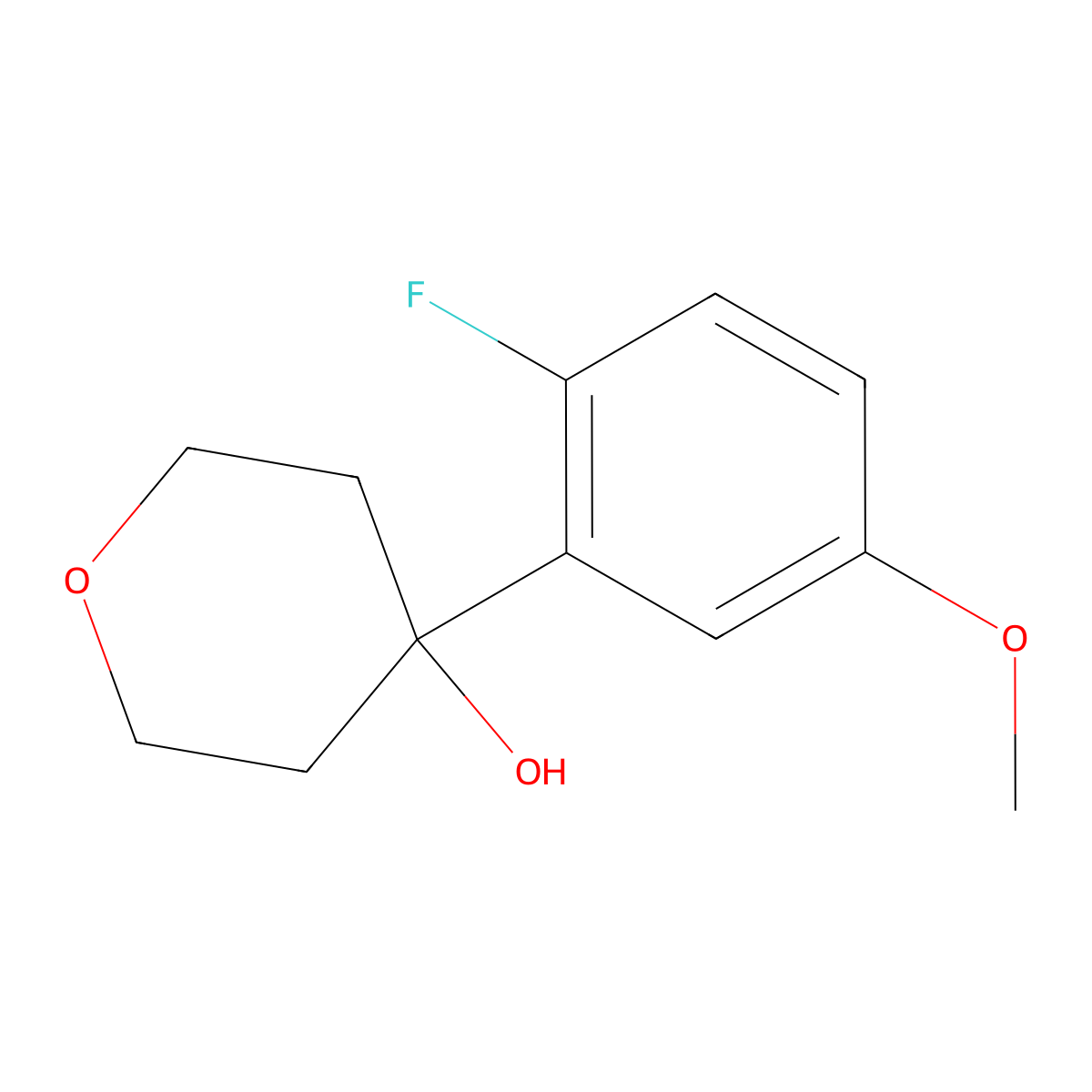 4-(2-Fluoro-5-methoxyphenyl)tetrahydro-2H-pyran-4-ol molecular structure, CAS 2901099-83-8
