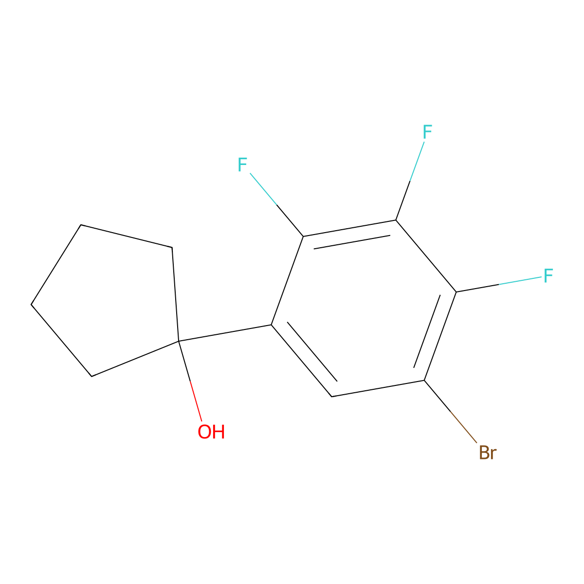1-(5-Bromo-2,3,4-trifluorophenyl)cyclopentanol molecular structure, CAS 2901099-84-9