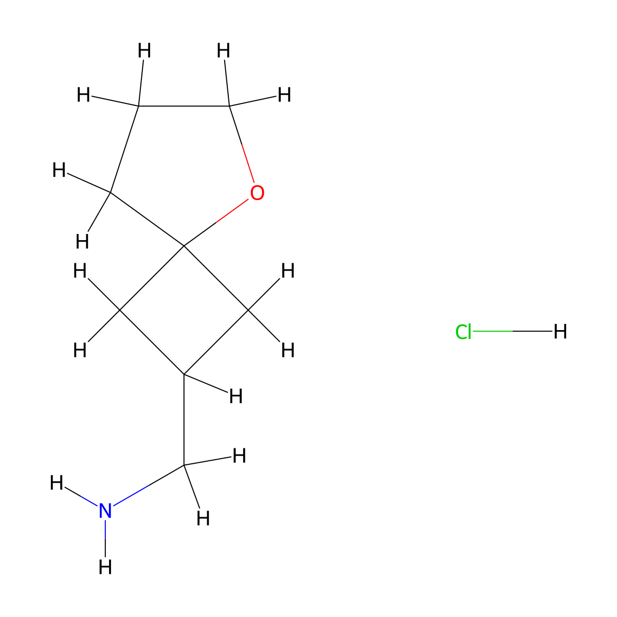 1-{5-oxaspiro[3.4]octan-2-yl}methanamine hydrochloride, Mixture of diastereomers molecular structure, CAS 2901100-00-1