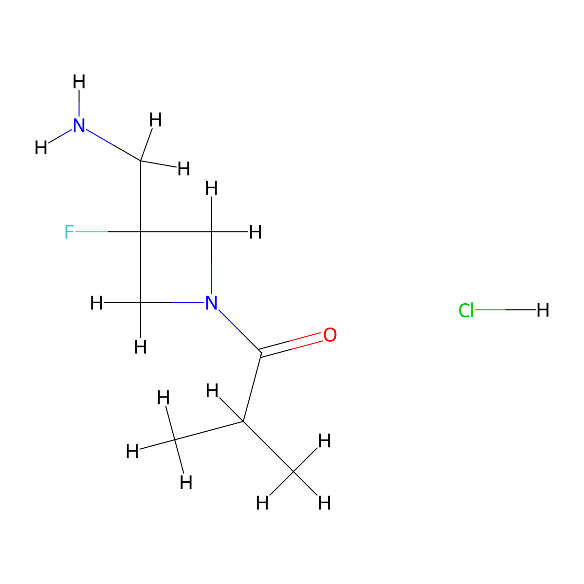 1-[3-(Aminomethyl)-3-fluoroazetidin-1-yl]-2-methylpropan-1-one hydrochloride molecular structure, CAS 2901100-03-4