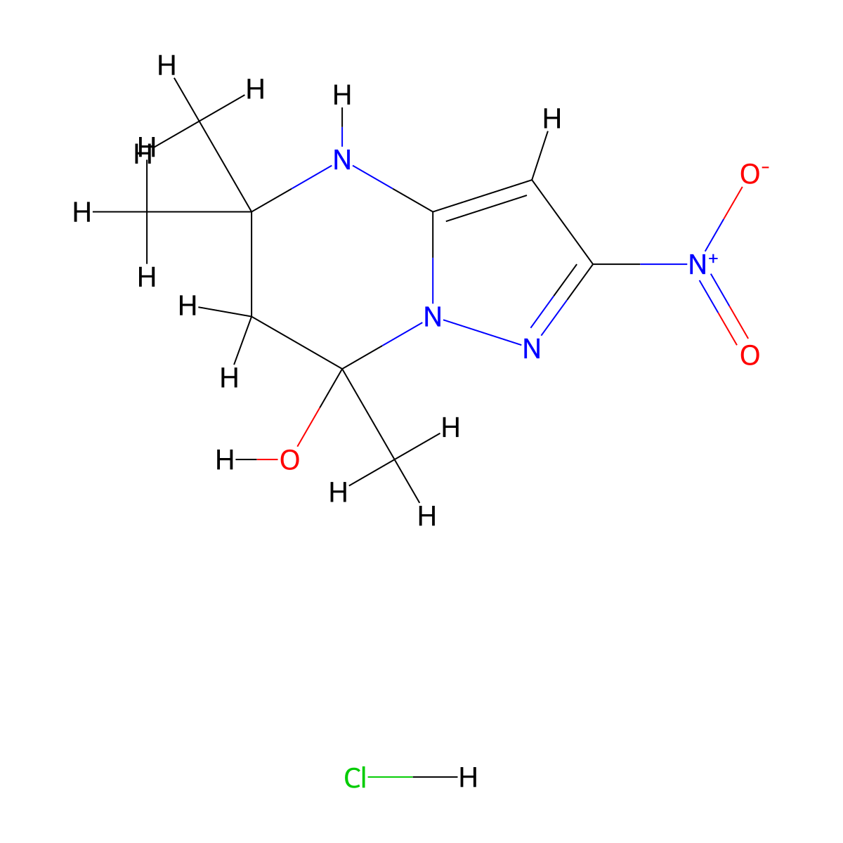 5,5,7-trimethyl-2-nitro-4H,5H,6H,7H-pyrazolo[1,5-a]pyrimidin-7-ol hydrochloride molecular structure, CAS 2901100-12-5