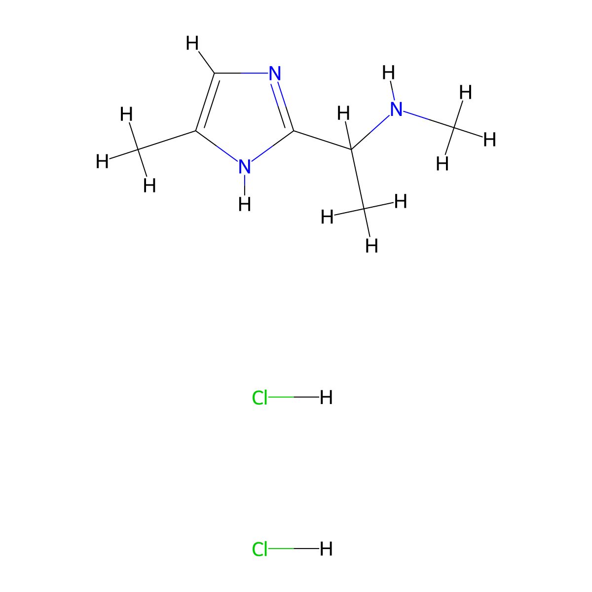 methyl[1-(4-methyl-1H-imidazol-2-yl)ethyl]amine dihydrochloride molecular structure, CAS 2901100-14-7