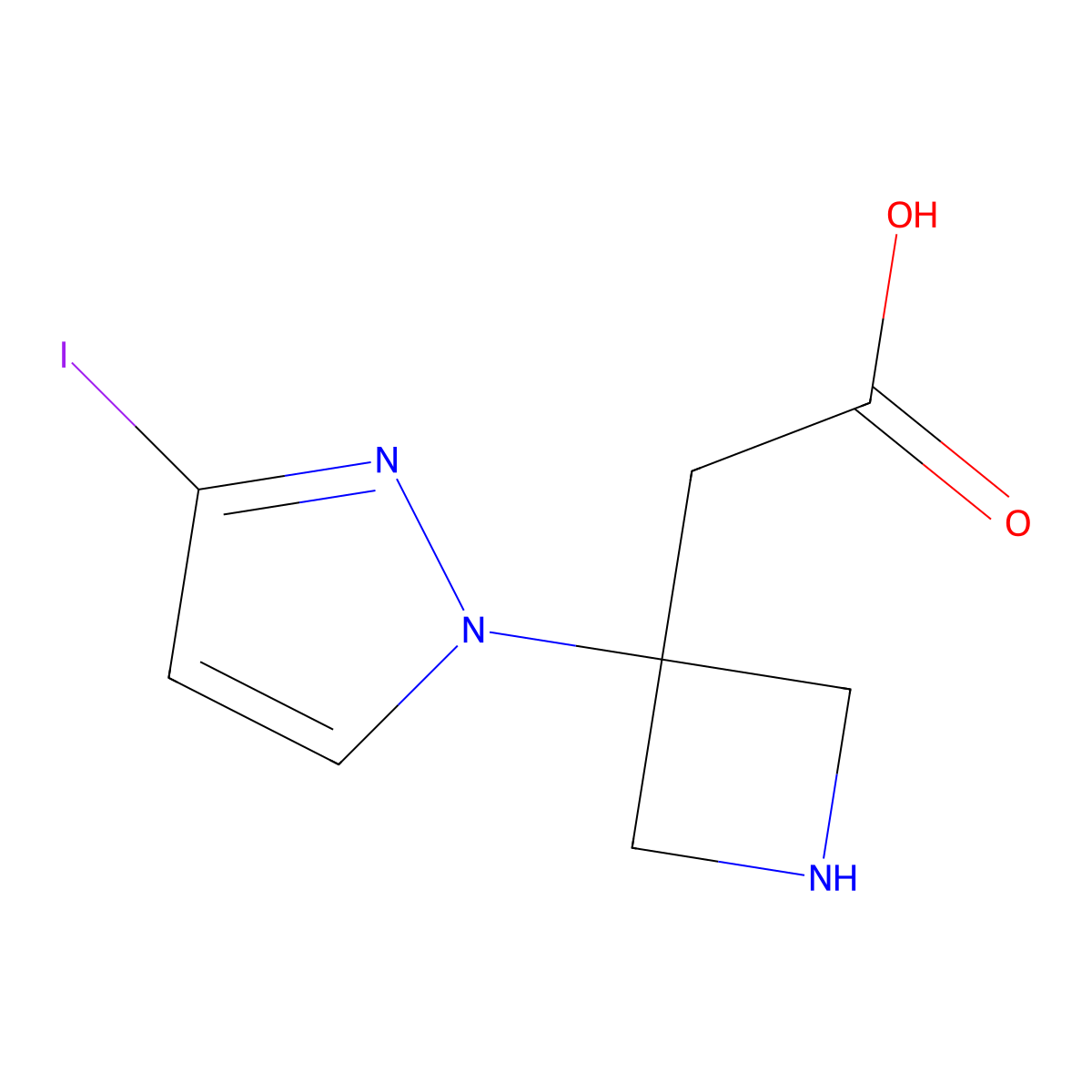 2-[3-(3-iodo-1H-pyrazol-1-yl)azetidin-3-yl]acetic acid molecular structure, CAS 2901100-16-9