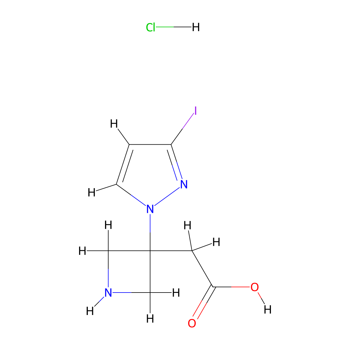 2-[3-(3-iodo-1H-pyrazol-1-yl)azetidin-3-yl]acetic acid hydrochloride molecular structure, CAS 2901100-17-0