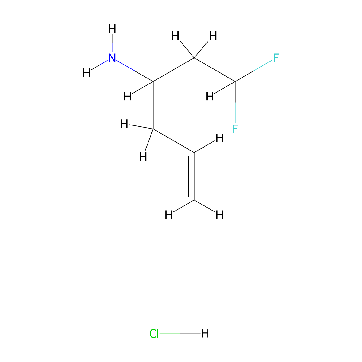 1,1-Difluorohex-5-en-3-amine hydrochloride molecular structure, CAS 2901100-19-2