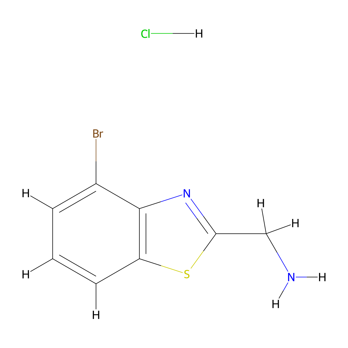 1-(4-Bromo-1,3-benzothiazol-2-yl)methanamine hydrochloride molecular structure, CAS 2901100-20-5
