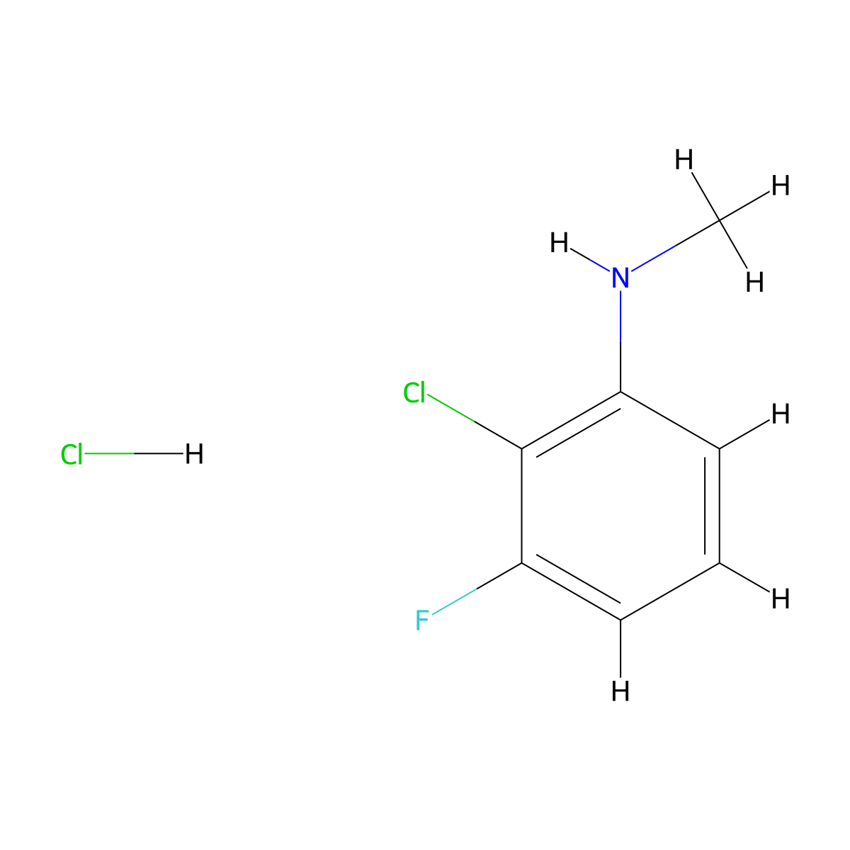 2-chloro-3-fluoro-N-methylaniline hydrochloride molecular structure, CAS 2901100-21-6