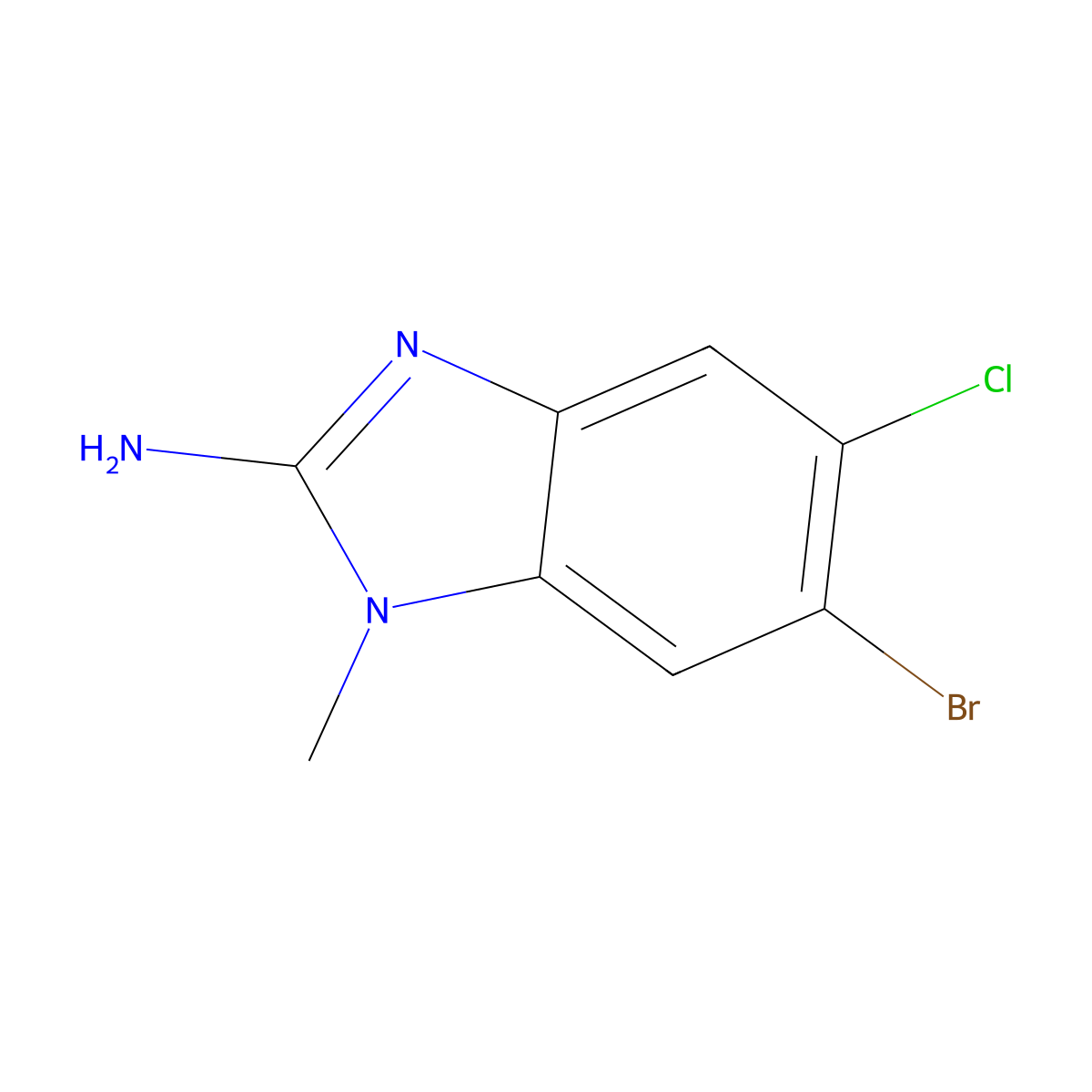 6-bromo-5-chloro-1-methyl-1H-1,3-benzodiazol-2-amine molecular structure, CAS 2901101-60-6