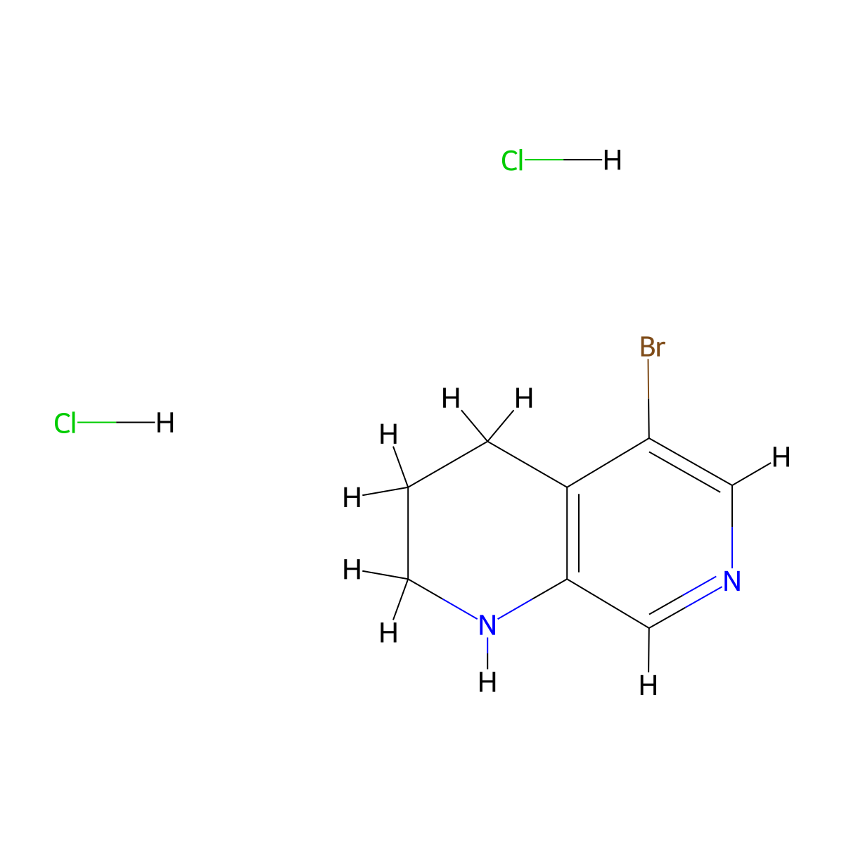 5-Bromo-1,2,3,4-tetrahydro-1,7-naphthyridine dihydrochloride molecular structure, CAS 2901101-61-7