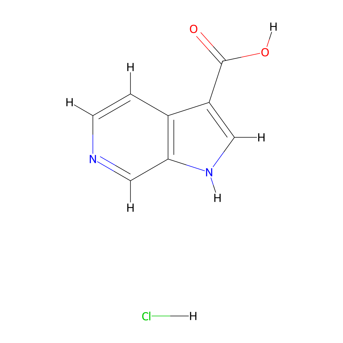 1H-pyrrolo(2,3-c)pyridine-3-carboxylic acid hydrochloride molecular structure, CAS 2901101-75-3