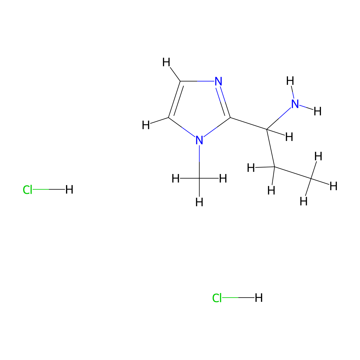 1-(1-methyl-1H-imidazol-2-yl)propan-1-amine dihydrochloride molecular structure, CAS 2901101-89-9