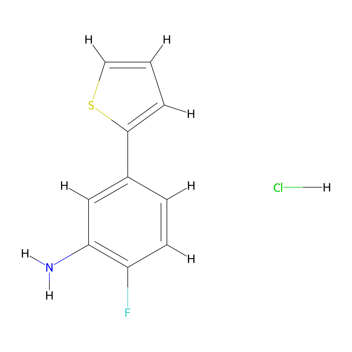 2-Fluoro-5-(thiophen-2-yl)aniline hydrochloride molecular structure, CAS 2901101-93-5