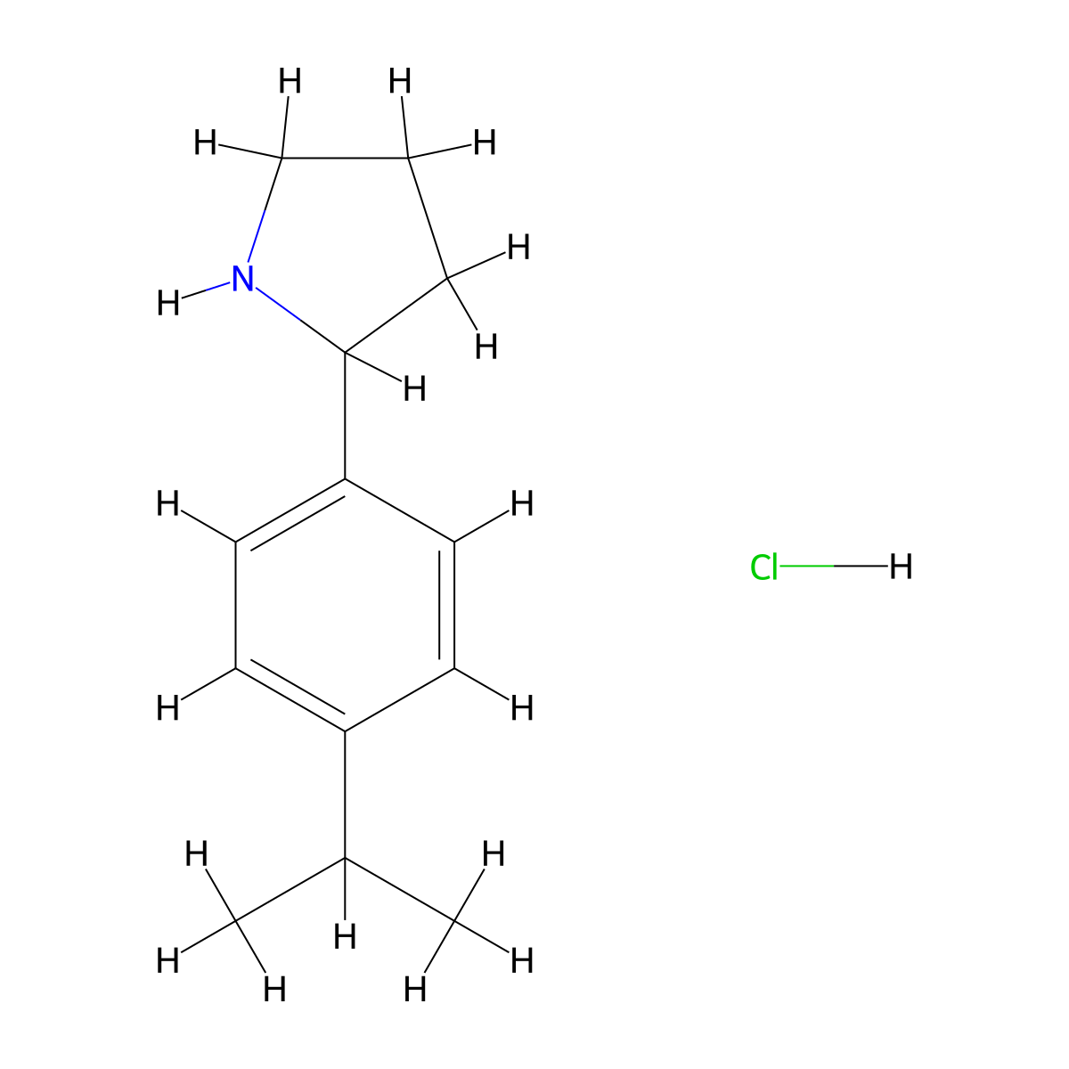 2-(4-(Propan-2-yl)phenyl)pyrrolidine hydrochloride molecular structure, CAS 2901101-98-0