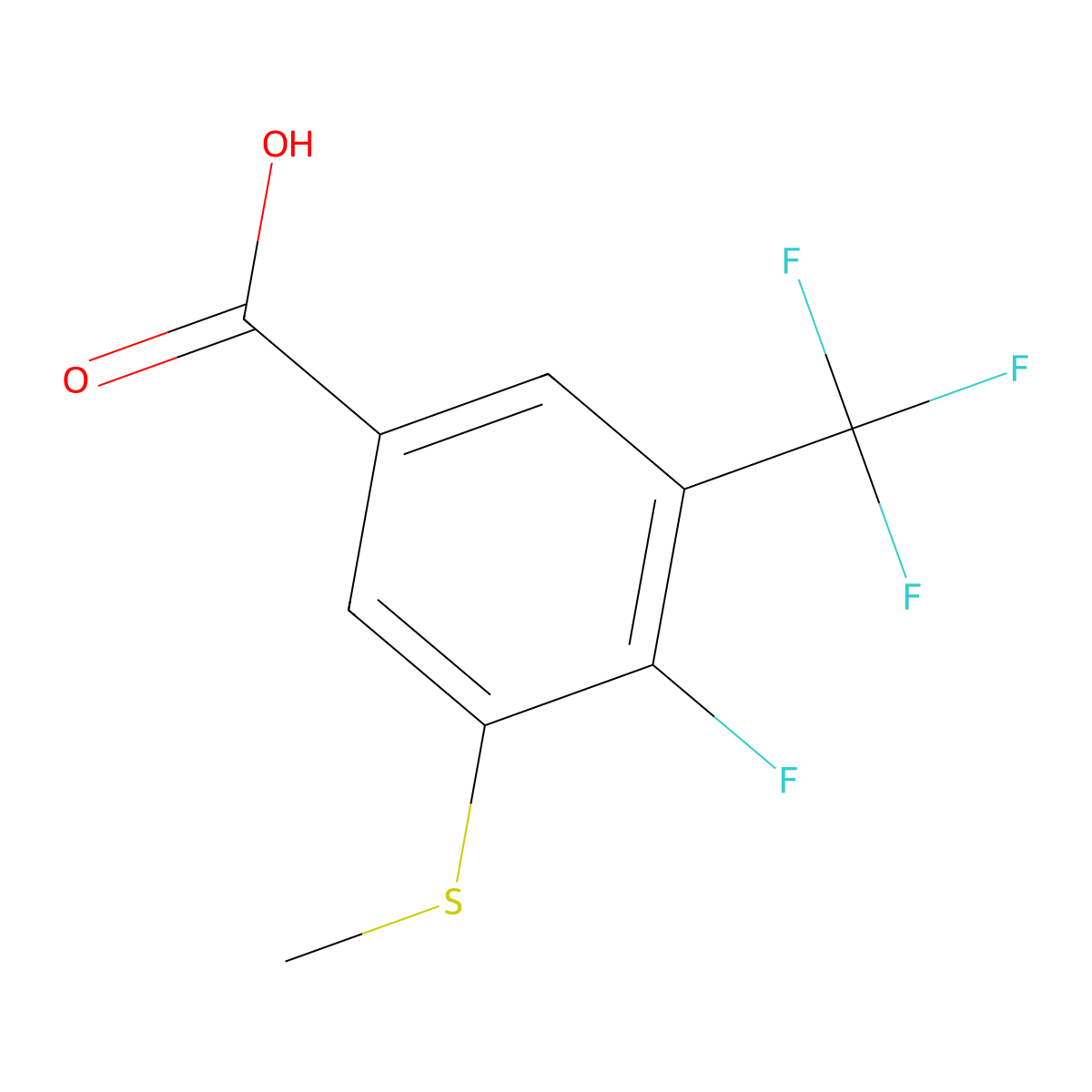 4-Fluoro-3-(methylthio)-5-(trifluoromethyl)benzoic acid molecular structure, CAS 2901101-99-1