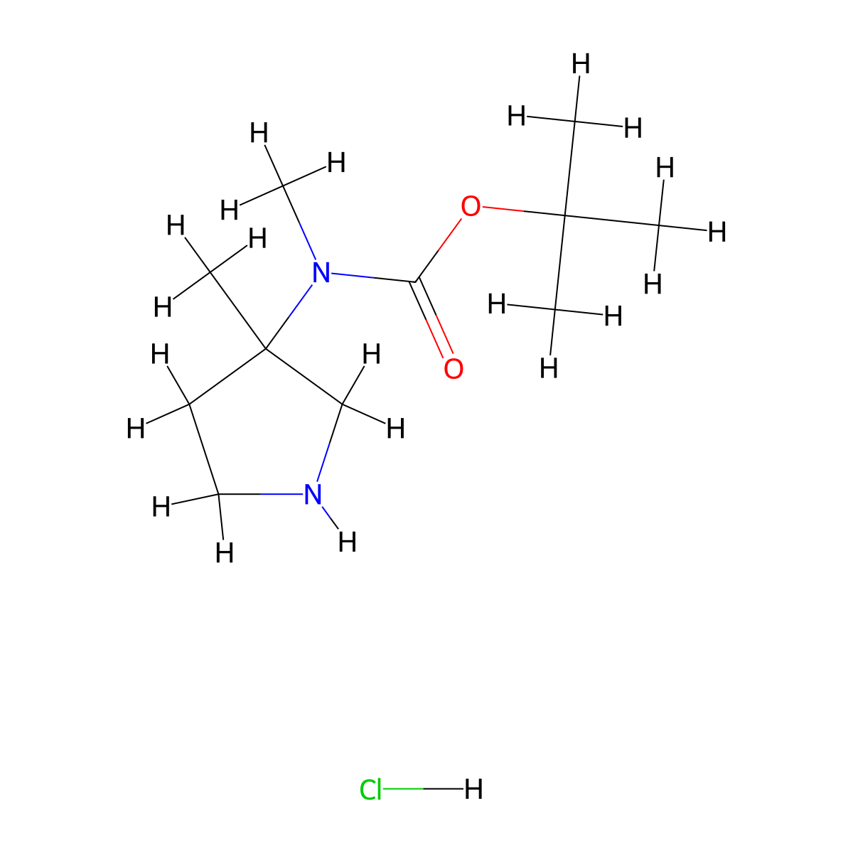 tert-butyl N-methyl-N-(3-methylpyrrolidin-3-yl)carbamate;hydrochloride molecular structure, CAS 2901102-01-8