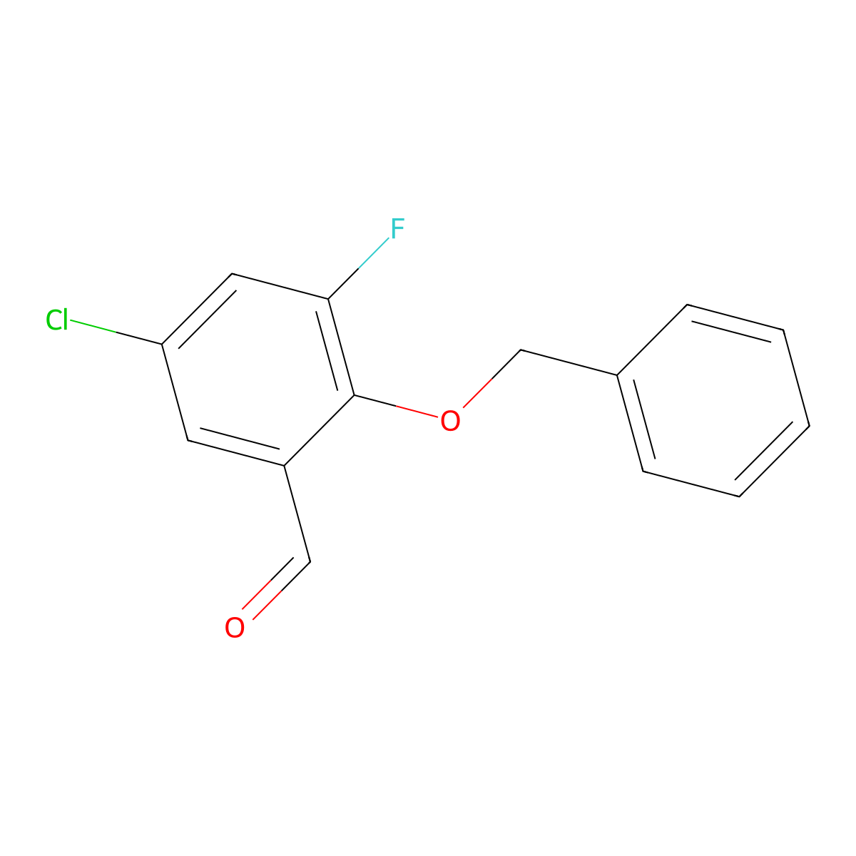 2-(BenZyloxy)-5-chloro-3-fluorobenZaldehyde molecular structure, CAS 2901102-09-6
