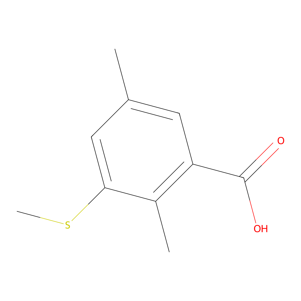 2,5-Dimethyl-3-(methylthio)benzoic acid molecular structure, CAS 2901102-20-1