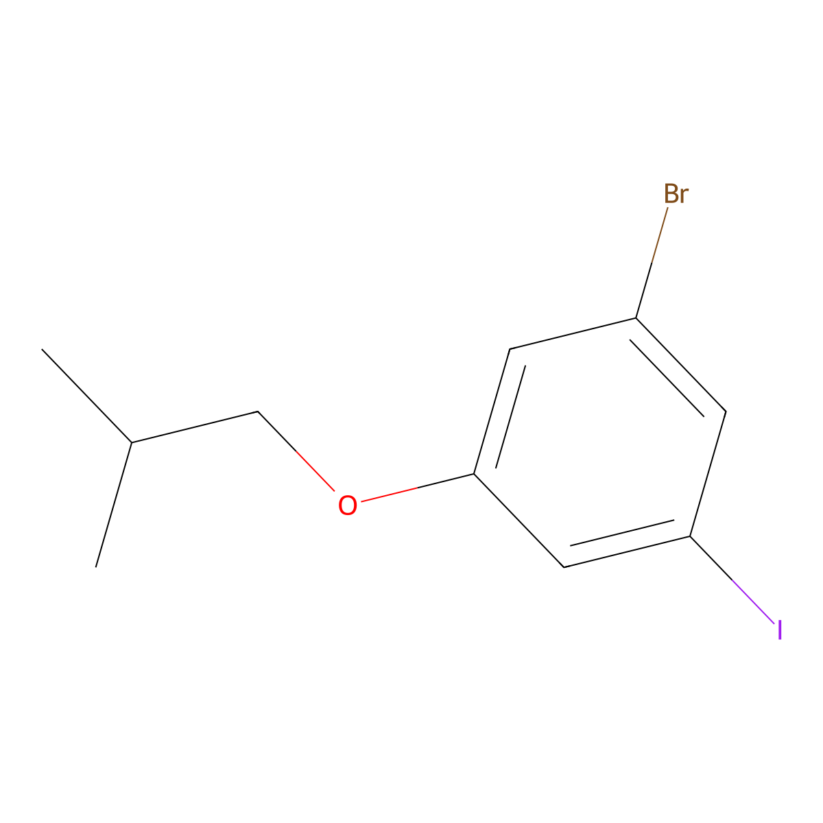 1-Bromo-3-iodo-5-isobutoxybenzene molecular structure, CAS 2901102-33-6