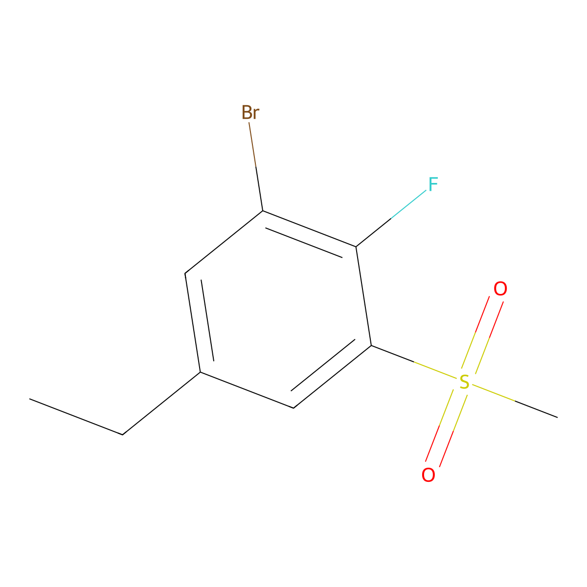 1-Bromo-5-ethyl-2-fluoro-3-(methylsulfonyl)benzene molecular structure, CAS 2901102-37-0