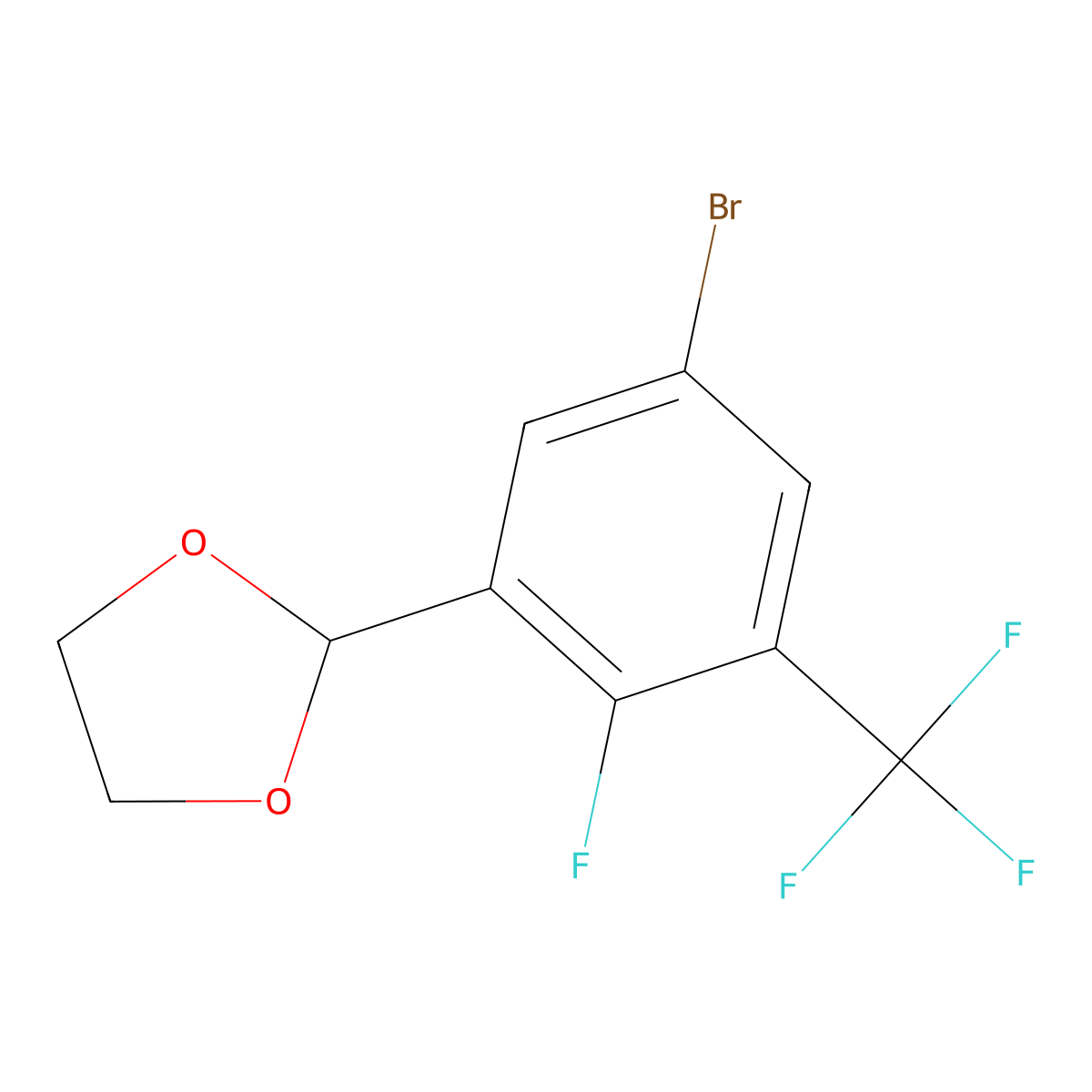 2-(5-Bromo-2-fluoro-3-(trifluoromethyl)phenyl)-1,3-dioxolane molecular structure, CAS 2901102-41-6
