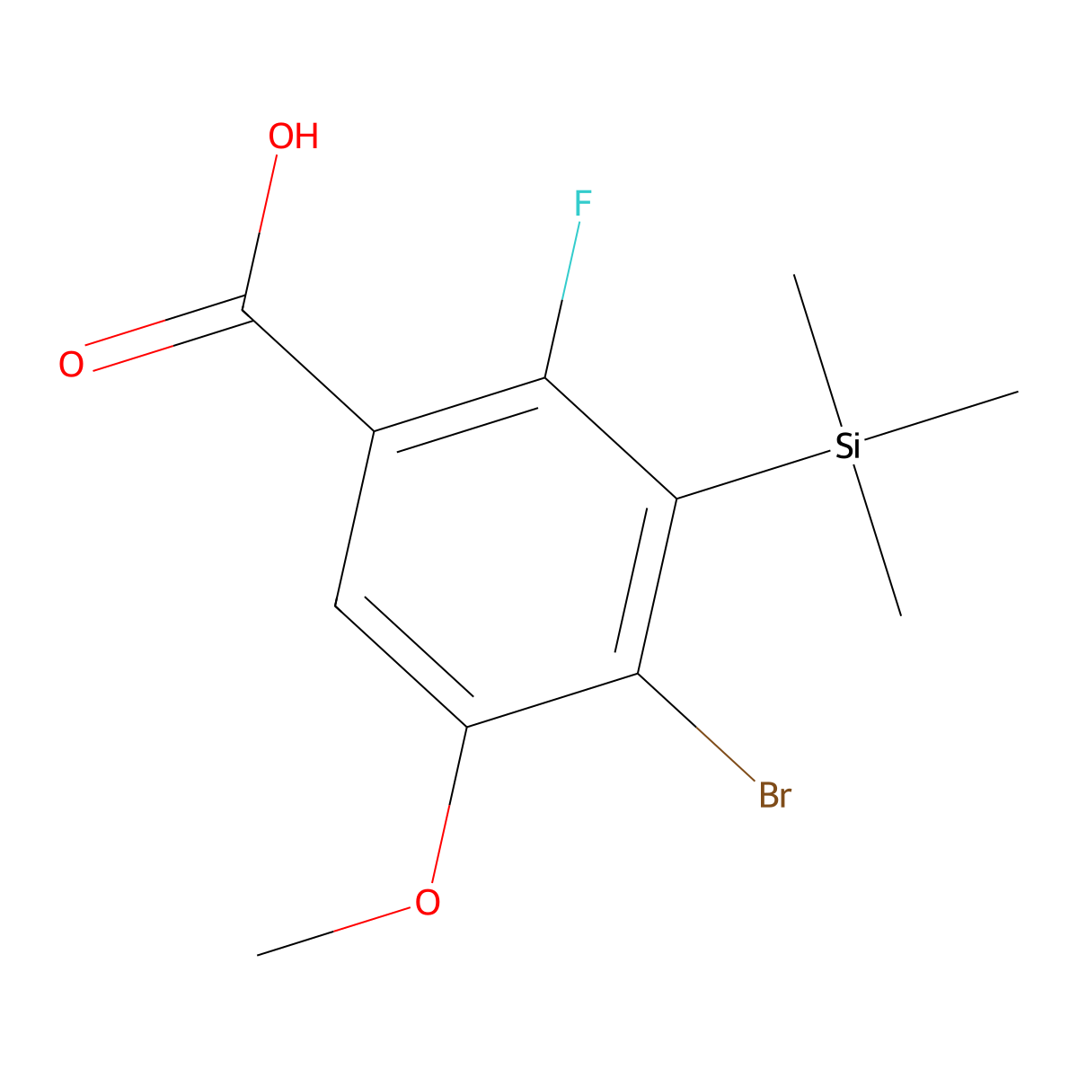 4-Bromo-2-fluoro-5-methoxy-3-(trimethylsilyl)benZoic acid molecular structure, CAS 2901102-44-9