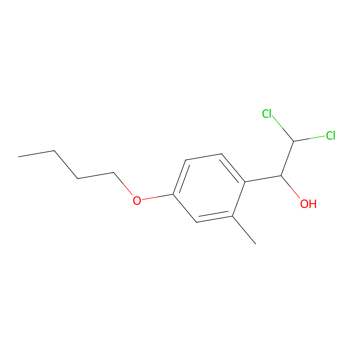 1-(4-Butoxy-2-methylphenyl)-2,2-dichloroethanol molecular structure, CAS 2901102-48-3