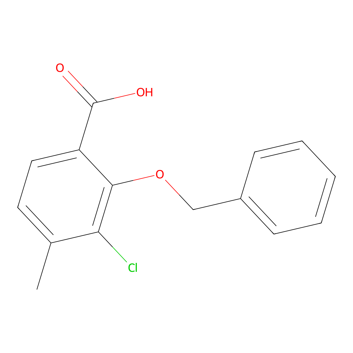 2-(Benzyloxy)-3-chloro-4-methylbenzoic acid molecular structure, CAS 2901102-79-0