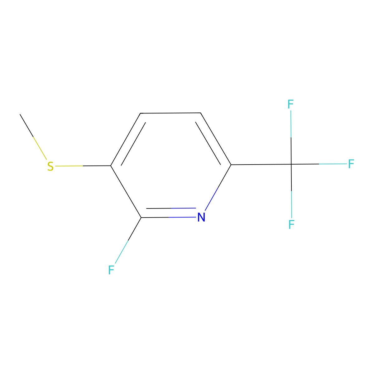 2-Fluoro-3-(methylthio)-6-(trifluoromethyl)pyridine molecular structure, CAS 2901102-81-4