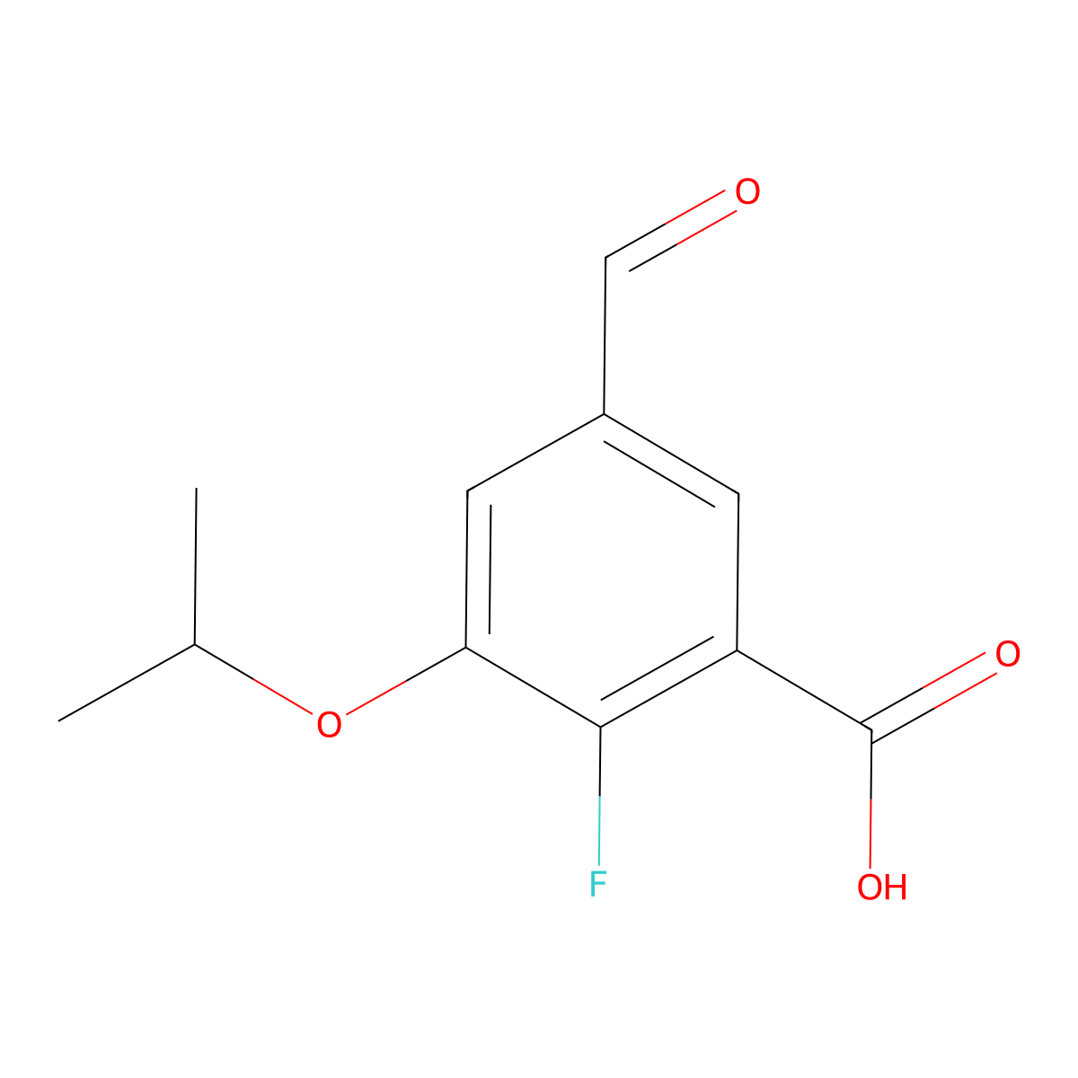 2-Fluoro-5-formyl-3-isopropoxybenZoic acid molecular structure, CAS 2901102-87-0