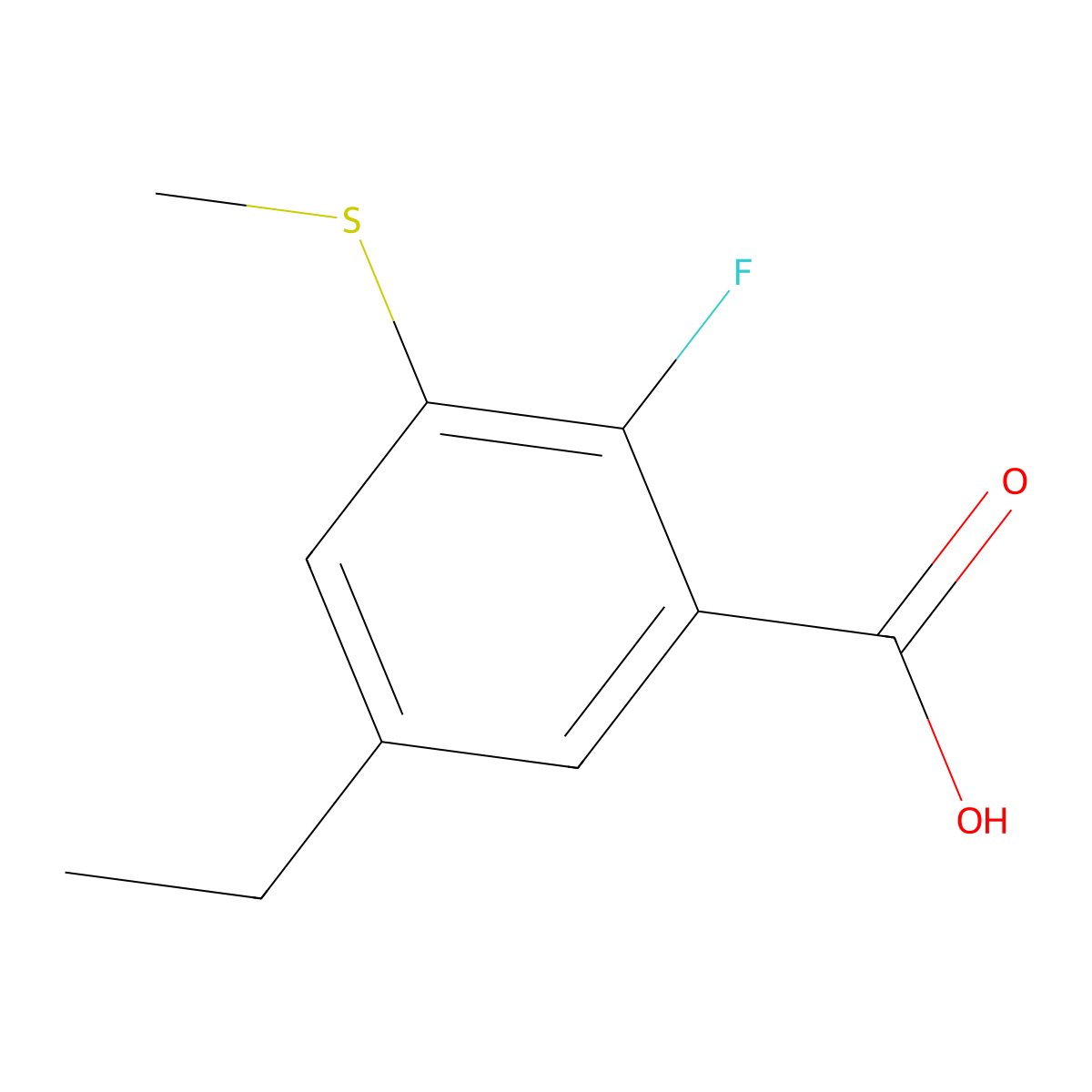 5-Ethyl-2-fluoro-3-(methylthio)benZoic acid molecular structure, CAS 2901102-91-6