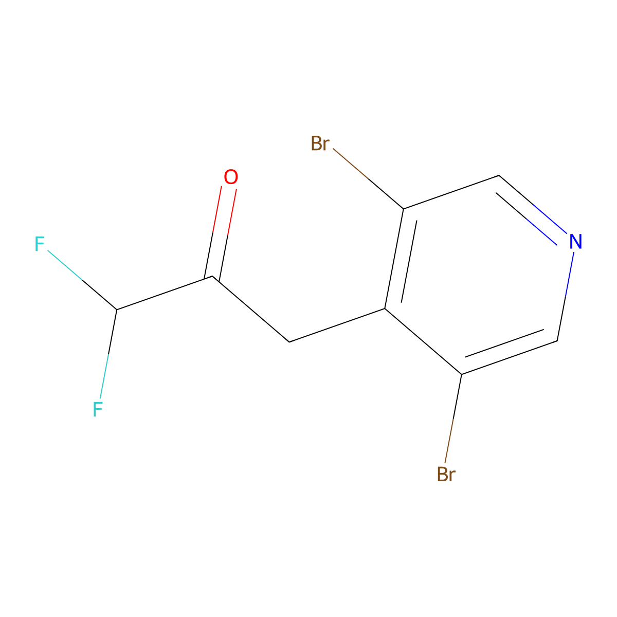 3-(3,5-Dibromopyridin-4-yl)-1,1-difluoropropan-2-one molecular structure, CAS 2901102-96-1