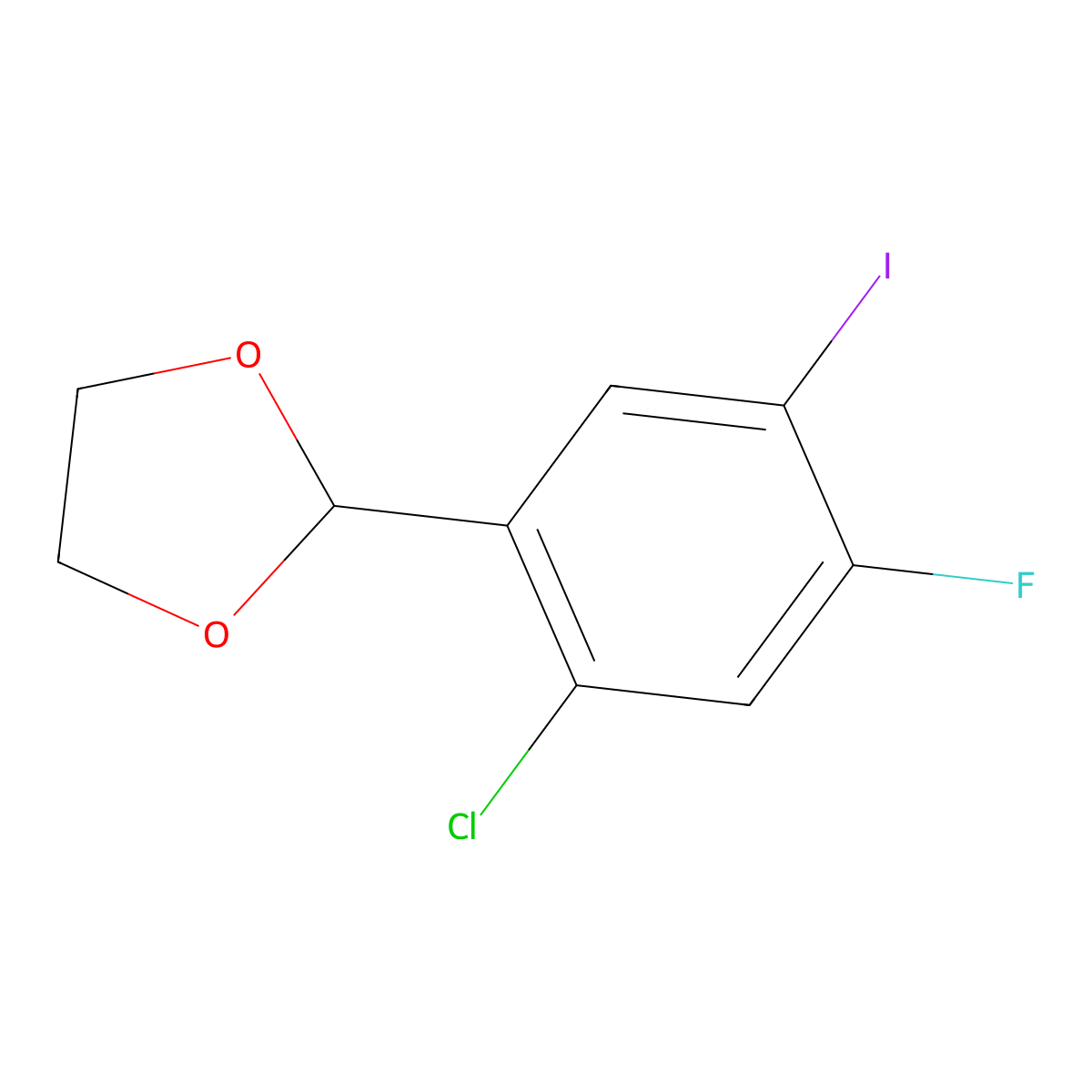 2-(2-Chloro-4-fluoro-5-iodophenyl)-1,3-dioxolane molecular structure, CAS 2901103-03-3
