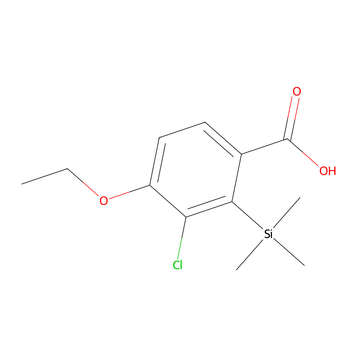 3-Chloro-4-ethoxy-2-(trimethylsilyl)benzoic acid molecular structure, CAS 2901103-05-5