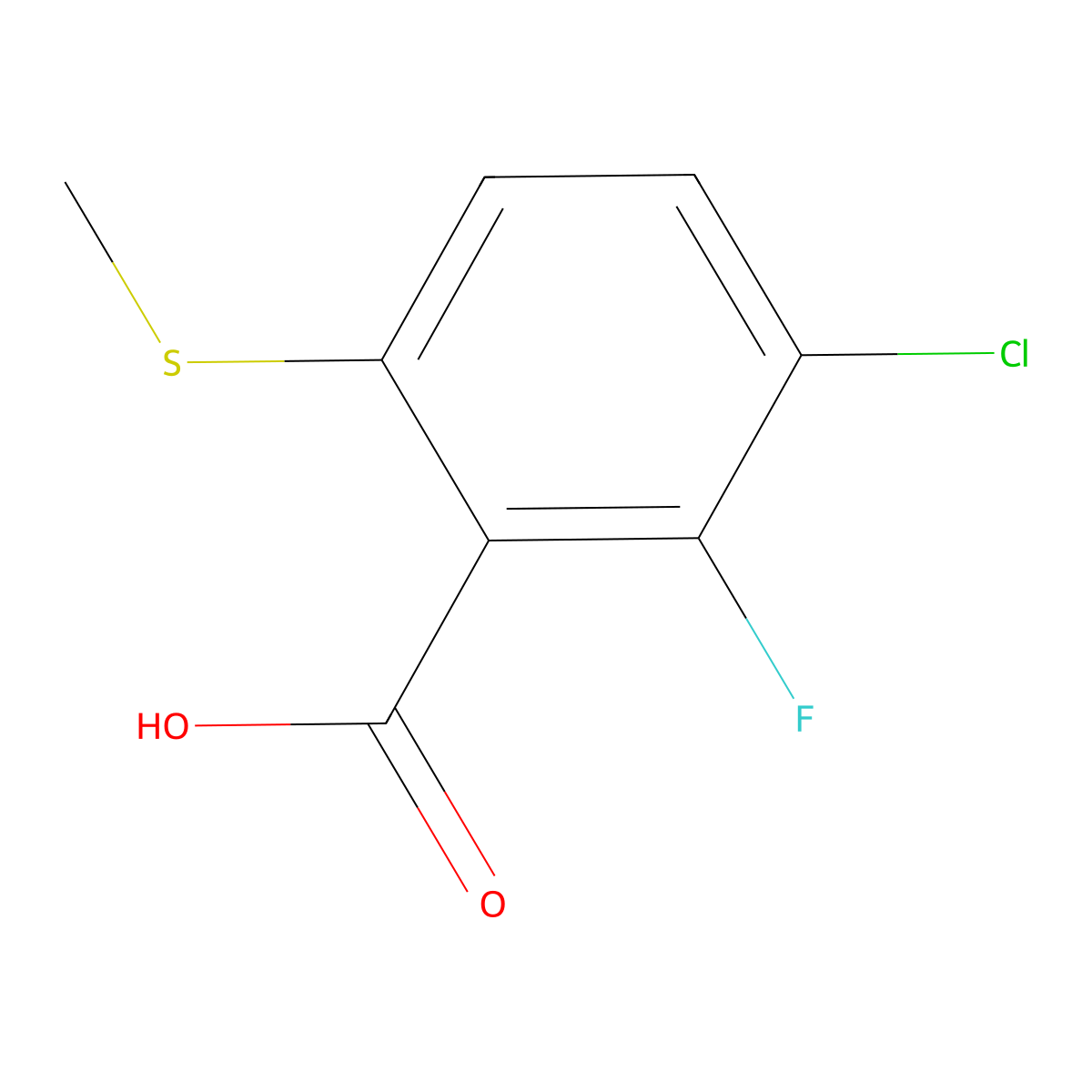 3-Chloro-2-fluoro-6-(methylthio)benZoic acid molecular structure, CAS 2901103-09-9