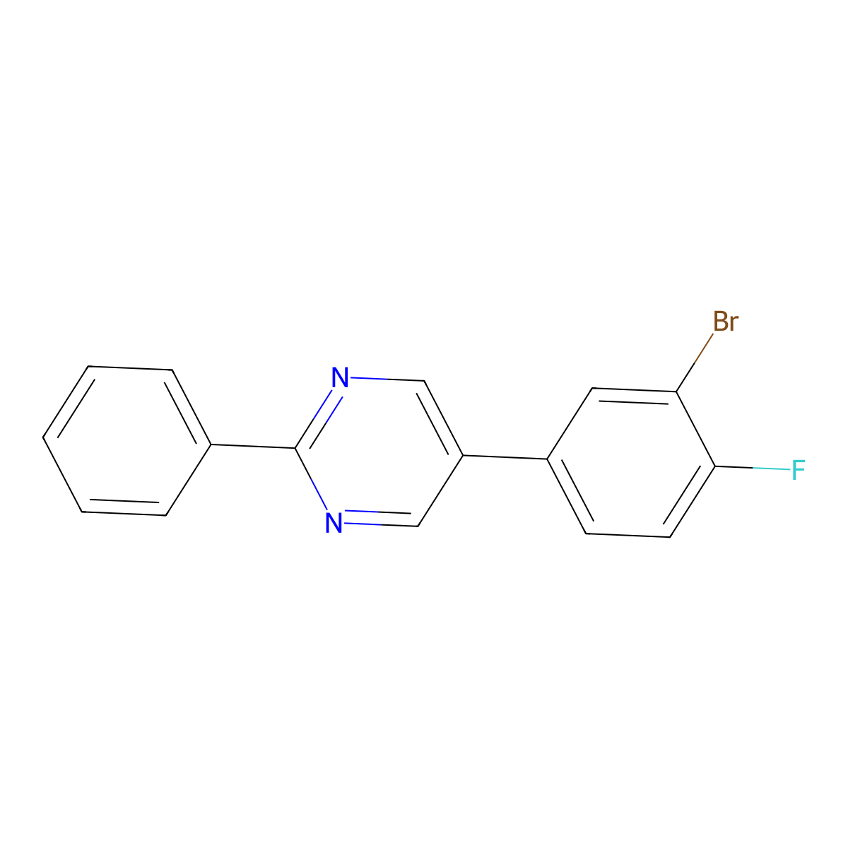 5-(3-Bromo-4-fluorophenyl)-2-phenylpyrimidine molecular structure, CAS 2901103-25-9